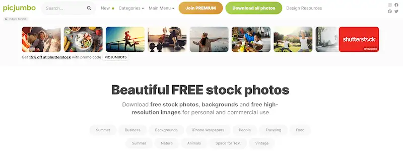 PicJumbo home page