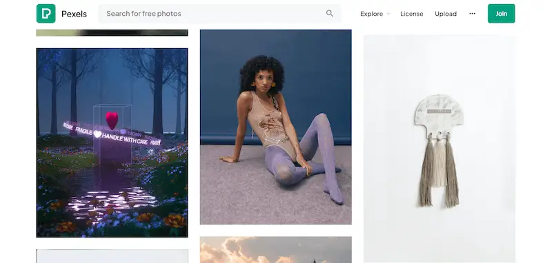 Pexels home page