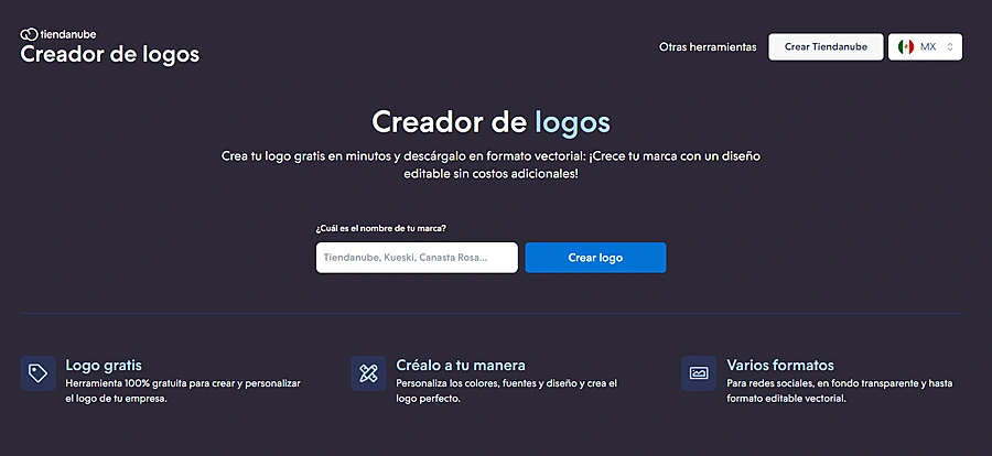 Pantalla creador de logos Tiendanube