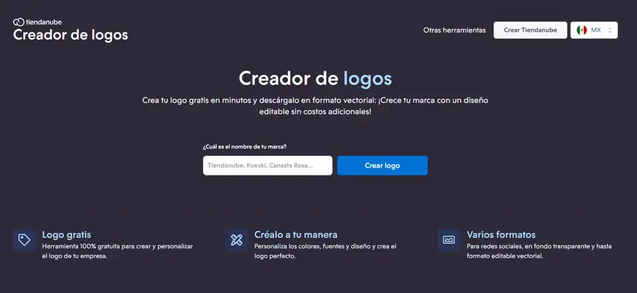 Pantalla creador de logos Tiendanube