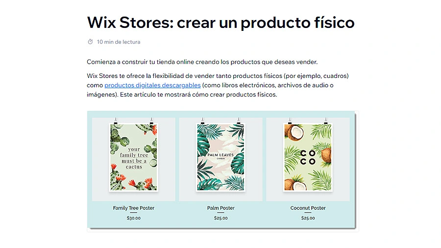 Pantalla sobre los productos físicos