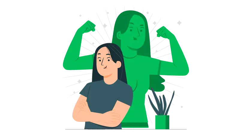 Crescimento pessoal Imagem vetorizada de uma mulher ficando mais confiante com crescimento pessoal