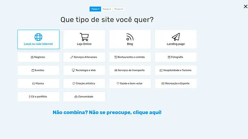 imagem que mostra a ferramenta de criação de sites da 123Site