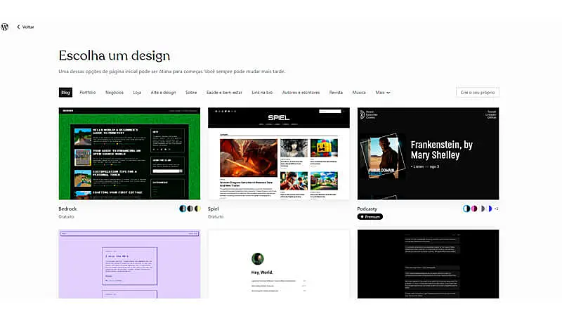 imagem que mostra de criação de sites do WordPress