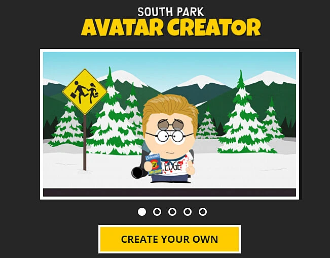 Tela de criar avatar do south park