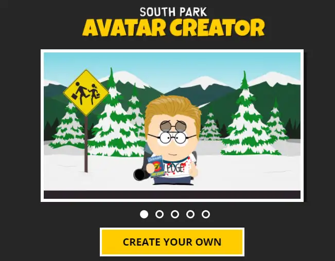 Tela de criar avatar do south park