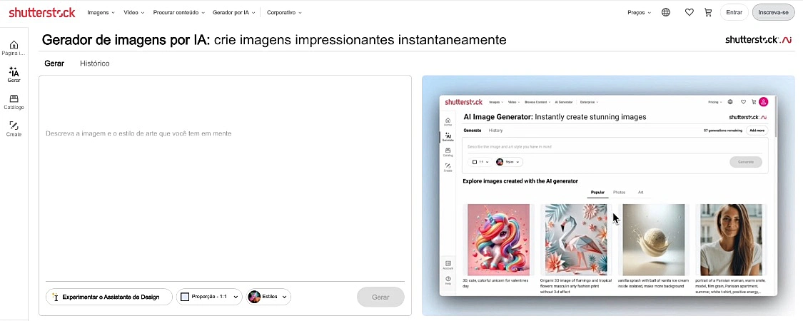 captura de tela do Shutterstock