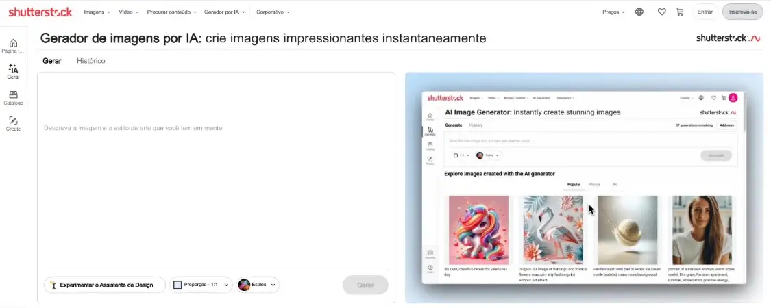 Shutterstock Creative Flow captura de tela do Shutterstock