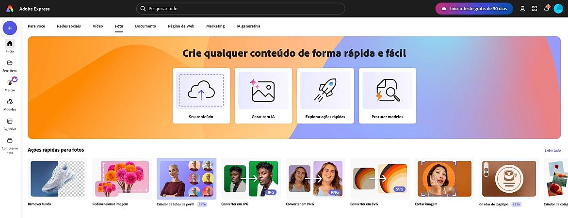 captura de tela do Adobe Express