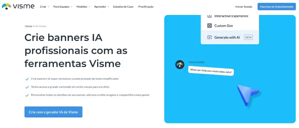 Visme captura de tela do Visme