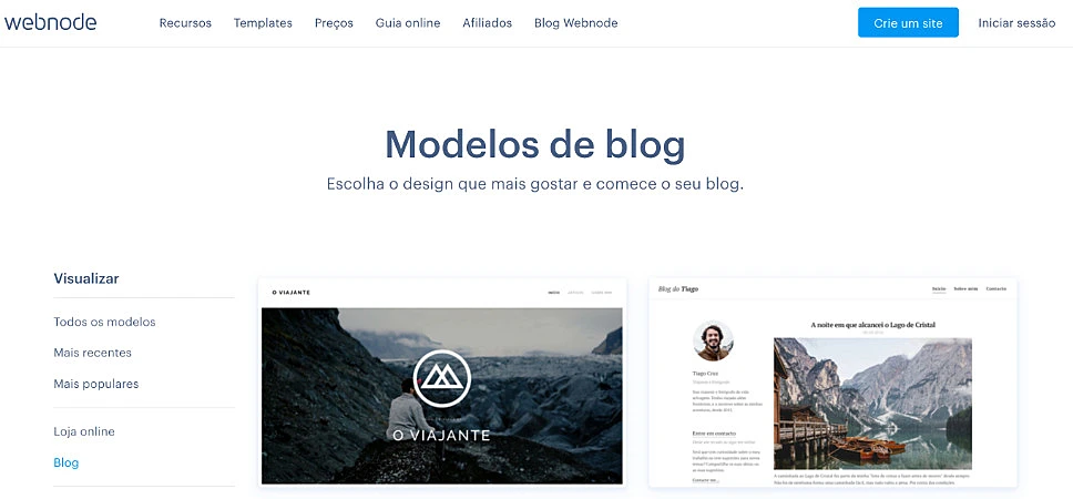 captura de tela do Webnode