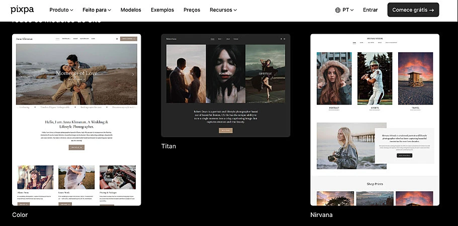 captura de tela do Pixpa