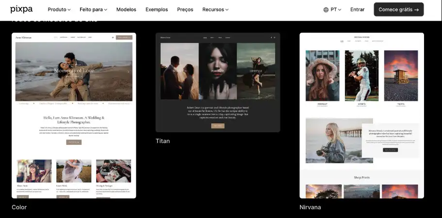 captura de tela do Pixpa