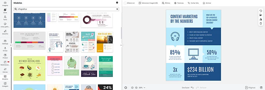 Editor de infográfico do canva