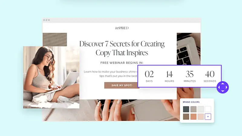 captura de tela que mostra um modelo de landing page do site LeadPages