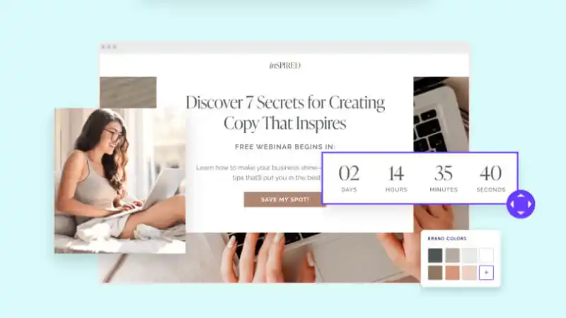 criador de landing page LeadPages captura de tela que mostra um modelo de landing page do site LeadPages
