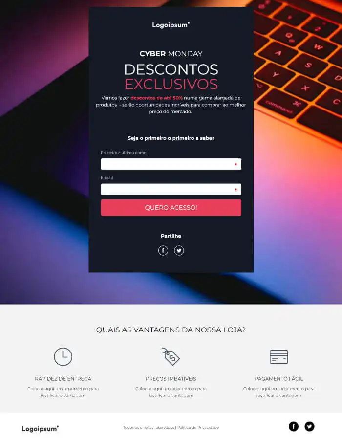 criar landing page grátis Exemplo de landing page