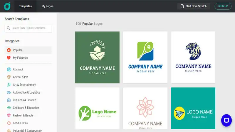 Criar logotipo online gratis com imagens Captura do site Design Evo