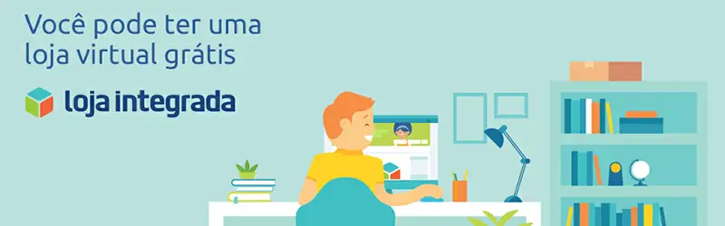 Logo da Loja Integrada com texto "você pode ter uma loja virtual grátis"