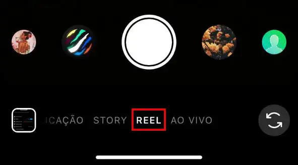 Criar Reels com legenda Captura de tela do Instagram
