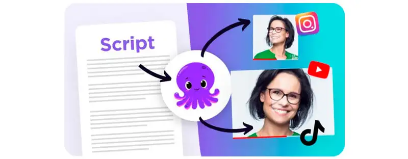 imagem ilustrativa apresentando um roteiro e uma seta que o liga a um video