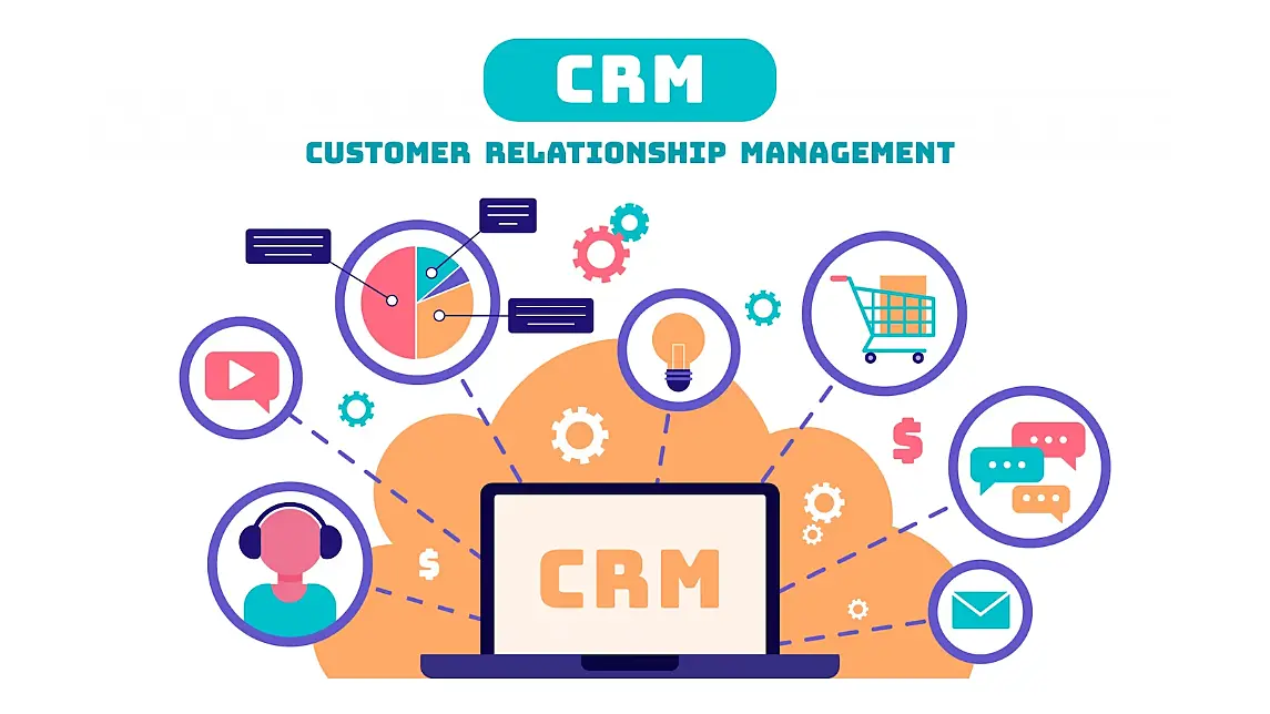 Ilustración vectorial de elementos de un CRM