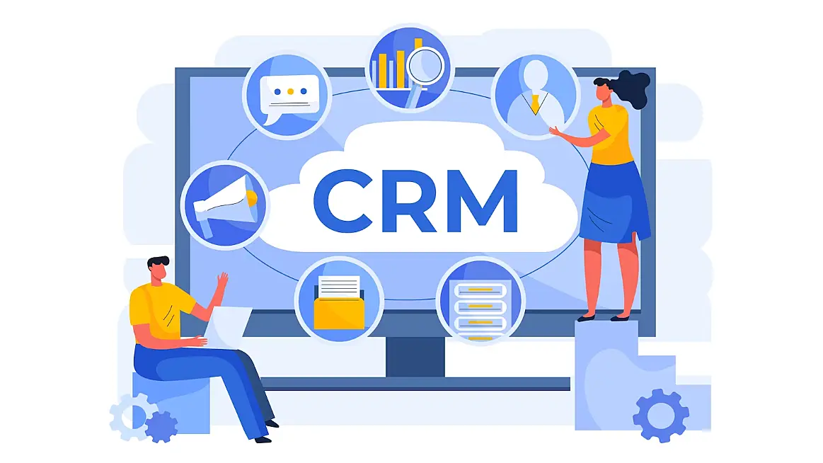 Ilustración vectorial de elementos de un CRM
