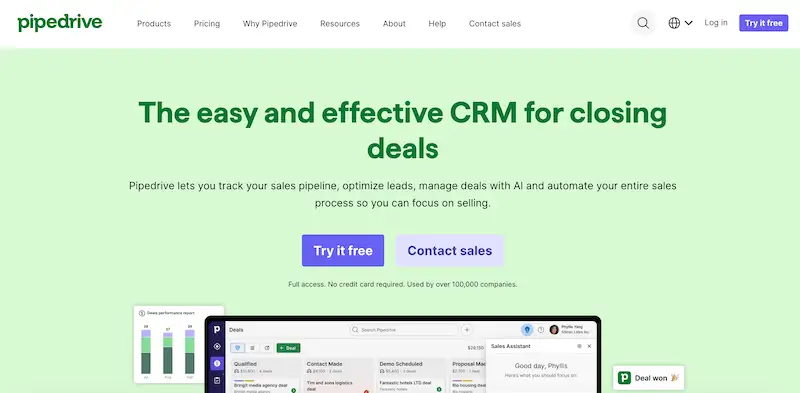 CRM for sales teams - Pipedrive Pipedrive home page