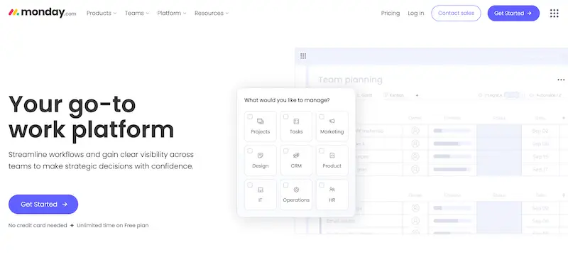 CRM for sales teams - Monday Monday home page
