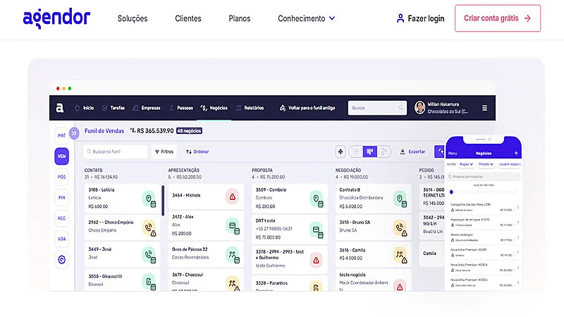 Captura de tela do Agendor