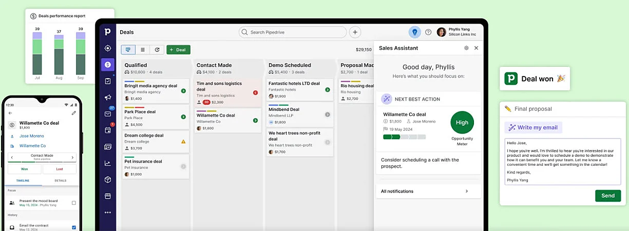 Captura de tela do Pipedrive