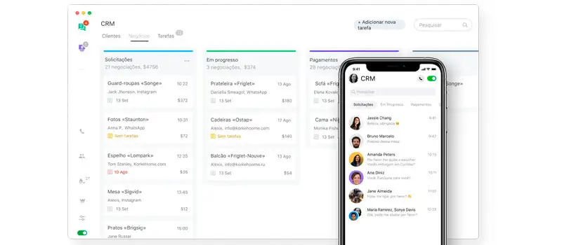 jivochat captura de tela do crm para ecommerce jivochat
