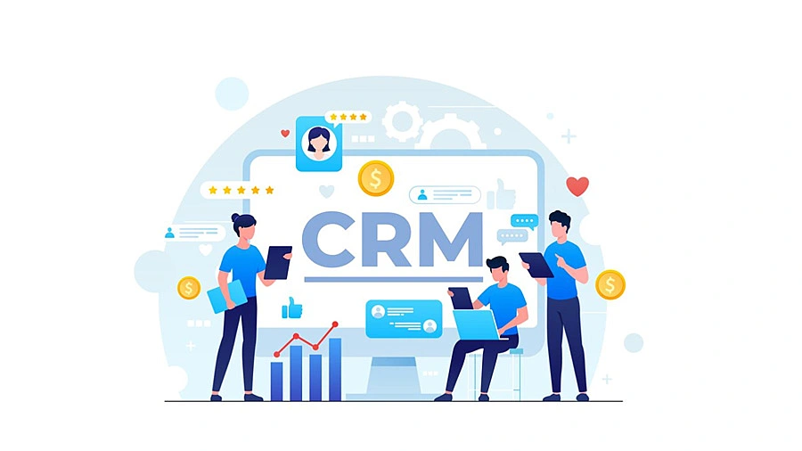 Ilustración con elementos de CRM