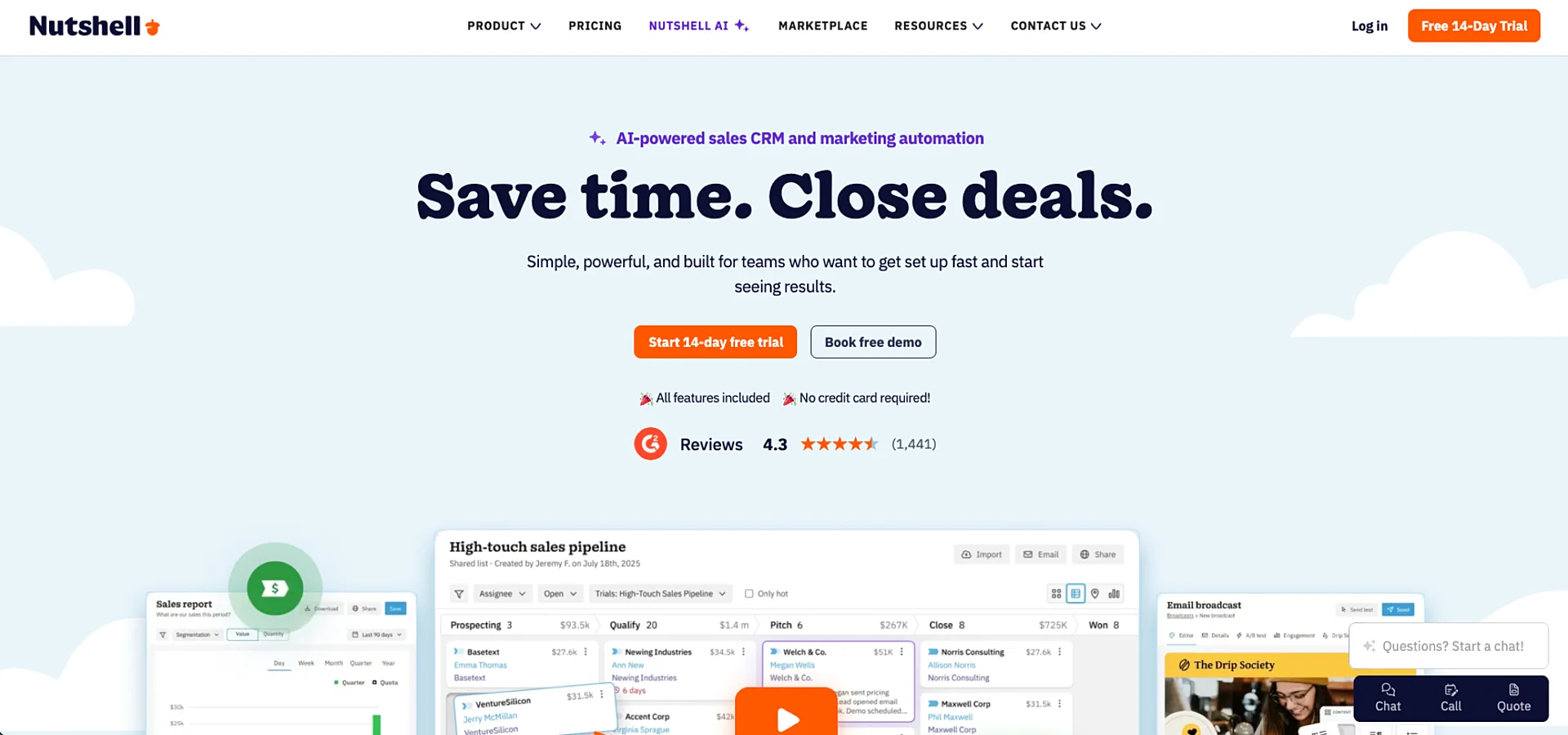 Nutshell CRM and email marketing platform banner