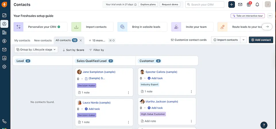 Freshsales CRM interface
