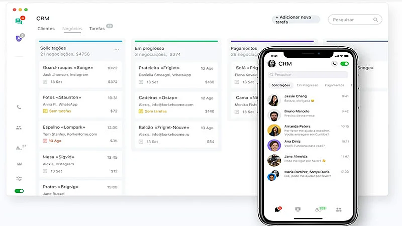 captura de tela do jivochat crm