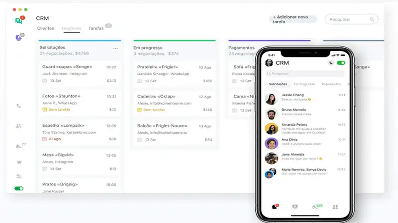 CRM WhatsApp captura de tela do jivochat crm