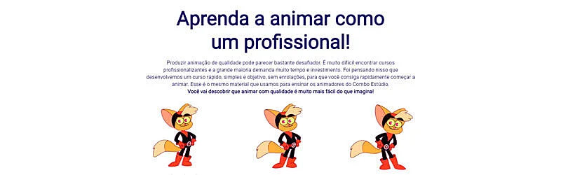 captura de tela da página do curso de animação e rig como estúdio