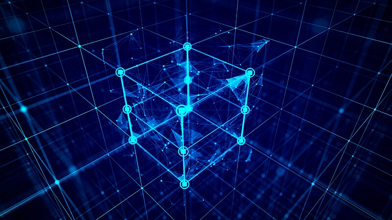 Imagem de diversos pontos conectados formando um cubo