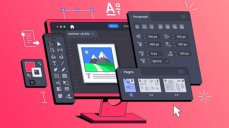 tela com o illustrator aberto editando uma imagem