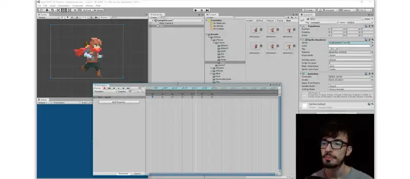 curso 2 instrutor animando um sprite em pixel arte