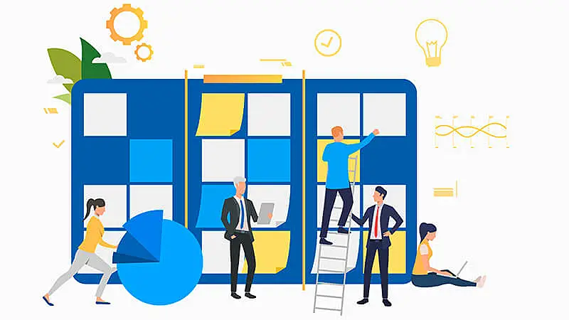 Grupo de pessoas se planejando através de um calendário