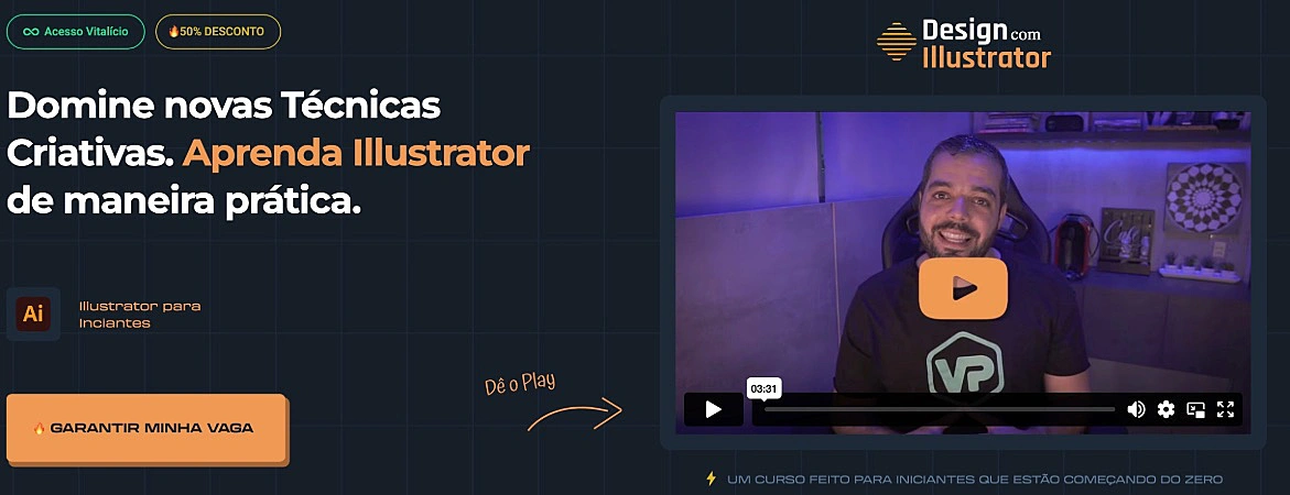 captura de tela do curso design com Illustrator