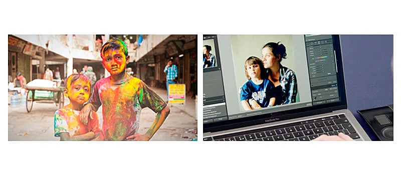 Duas fotos editadas pelo instrutor do curso