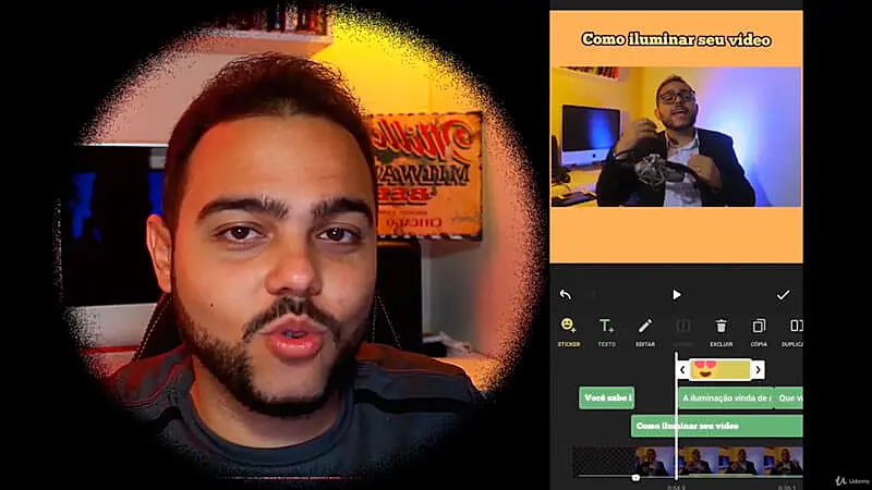 Captura de tela do curso de edição de video no celular com inshot