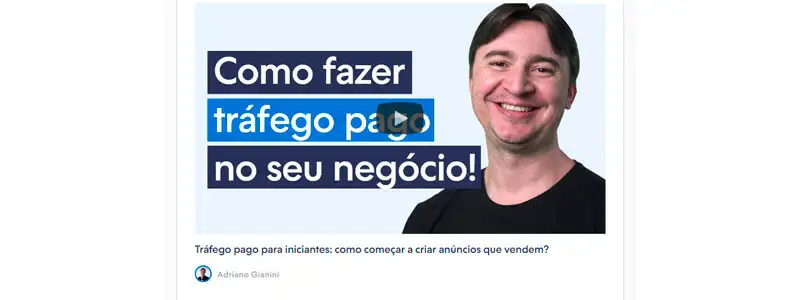 captura de tela do video da aula um do curso de trafego pago gratuito da nuuvemshop