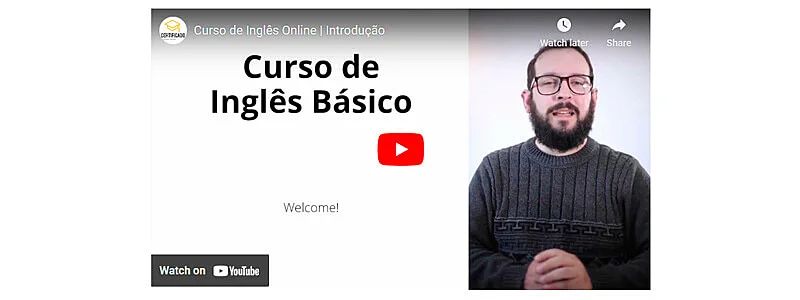 captura de tela da aula 1 do curso de inglês online grátis da certificado cursos online