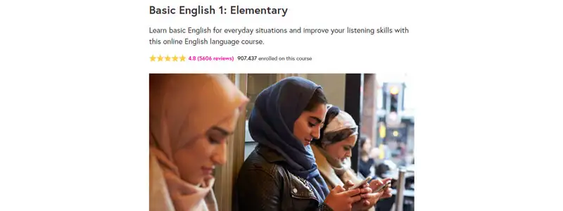 captura de tela do curso de inglês online gratuito basic english 1 da future learn