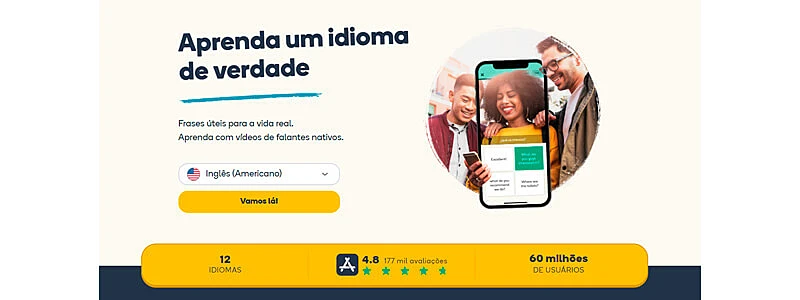 captura de tela do site do curso de inglês online grátis da memrise