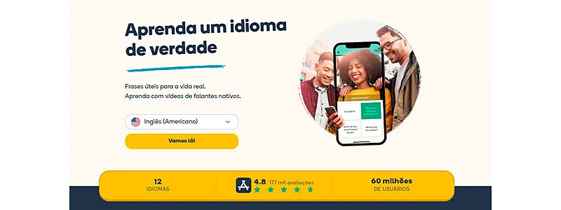 captura de tela do site do curso de inglês online grátis da memrise